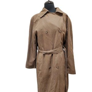 VTG Women's LONDON FOG Brown Belted Trench Coat w/ Zip Out Lining ~ Size 12
